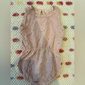 Babyclic Pink Sleeveless Baby Romper with Black Dots